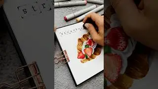 Realistic dessert 🍮/ Food drawing / Marker illustration / Subscribe 💖 #shorts