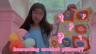 Recreating aesthetic pastel rainbow crochet pillows from Pinterest inspired by @liahansen 💕💅🦋🌺