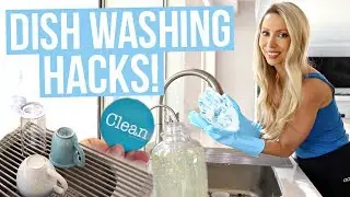 22 DISH WASHING HACKS! How To Do Dishes FASTER and EASIER!