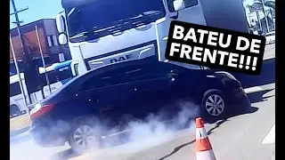 Carreta quase esmagou o carro!!