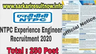 NTPC Experience Engineer Recruitment 2020