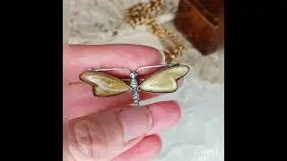 Antique 1920s Dragonfly Brooch w. Butterfly Wing - SKU 1293