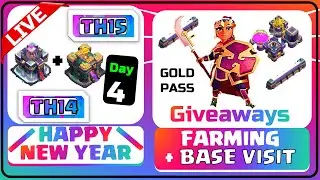 COC Live - WARRIOR CHAMPION COC - Free Gold Pass Giveaways - TH15/TH14 Farming Strategy - Day 4
