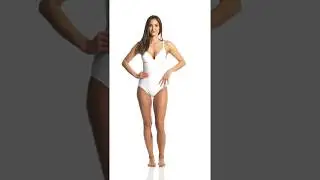 Kate Spade New York Marina Piccola Textured Scallop V-Neck One Piece Swimsuit | SwimOutlet.com