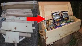 PILE OF WOOD TO ENGRAVED STORAGE CRATE