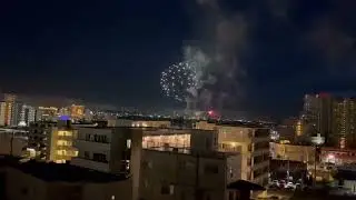Okinawa, Japan American Village Fireworks Clear Night