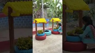 Unique Garden Makeover with Tyres 🌸 #shorts #planter #tirescrafts #gardendecor #idea
