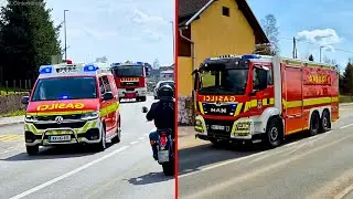 GARS Kranj vozilo 2,4,6,14 - na požar kurilnice +vozilo 1,3 - na intervencijo
