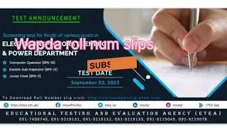 Wapda Pesco Roll number slips           Test dates announced.  #shortsvideo   #viralshorts