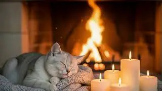 Cat Emotional Healing Music 432Hz 😺 Soft Fireplace Ambience For Comfort, Calm, And Deep Rest
