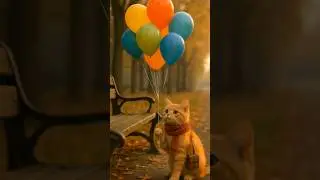 A cat selling balloons, gentle and warm 🍃 #catvideo #ballonstory #aesthetic #emotional #soft