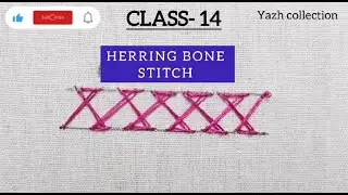 CLASS 14 - Herring Bone Stitch in Aariworkembroidery 🪡 #beginnersstitch #class #tutorial #shortsfeed
