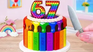 🌈Best of Rainbow KITKAT Cake Recipe💙Miniature 67 Number Chocolate Melting Cake 🍫Tana Mini Cakes