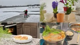 Slow Winter Vlog ❄️| Cozy Day of Calming Routines, Plant Care, Snow & Korean Food 🍜