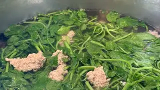 Meal of 2 Veggies Soup and Braised, Belly Pork with Pepper Crackers  Canh Rau v&agrave; Ba Rọi.Kho Ti&ecirc;u