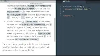 Learn Javascript, parameters, codecademy