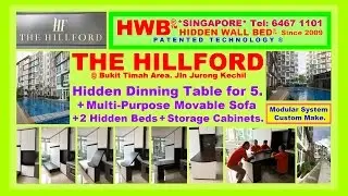 Wall Bed.Hidden Bed.Hidden Wall Bed.HiddenDiningTable for5 +Movable Sofa.2WallBeds+SaveSpace.EC.HDB