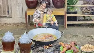 Frying Pork Fat & Slow-Cooked Pork Trotters - Enjoying it With My Daughter | Ly Phuc An