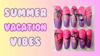 Tropical Vacation at Sunset Nails. Watch me Work 