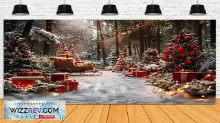 Christmas Sleigh Gift Laden Trees Backdrop Photo Background Party Banner Decor