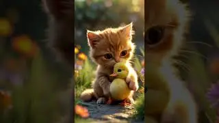 Kitty Hugs Duckling with Love!  #FYP #Cute #KittyHugs #DucklingLove #ILoveYou #PetTok