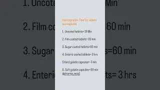 Disintegration time for tablets and capsules|| uncoated tablets, sugar coated tablets, file coated