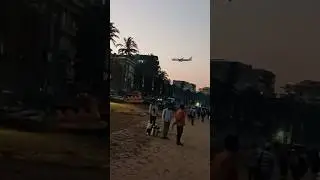 ✈️😱 Plane Landing at Juhu Beach 😱 Feels Like a Building Collision #PlaneLanding #JuhuBeach #mumbai