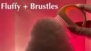 ASMR Tingly Slow Fluffy Mic Brushing With Stiff Bristle Mini Brush