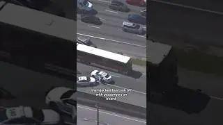 Suspect in custody after police chase involving hijacked bus #shorts