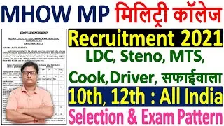 Military College MHOW MP Recruitment 2021 Notification &brvbar; Military College MHOW MP LDC /MTS Form 2021