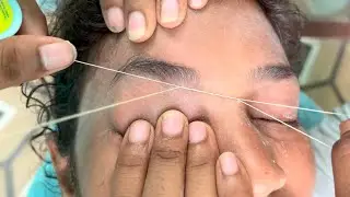 Teenager 1st time eyebrow threading #eyebrowthreadingtutorial