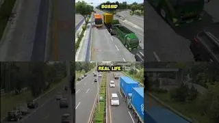 BUSSID VS REAL LIFE‼️TRUK TRAILER TABRAKAN👆 #shorts #bussid #viralvideo