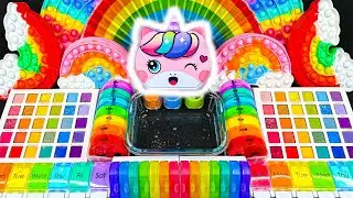 ASMR слайм 🌈 DIY Радужный единорог, глина, макияж и блёстки | Смешиваем случайные вещи в слайм