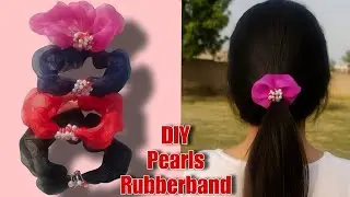 ✨ New Organza Scrunchies Collection | Pearl & Crystal Design | Red, Black, Blue, Pink | #fashion