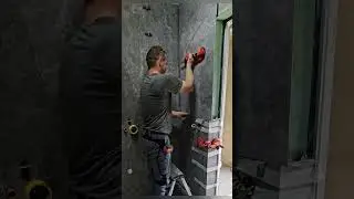 Укладка плитки крупного формата#душевая #плитка #ремонт #ремонтванной #repair #work #ok #ванная