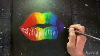 Easy Acrylic Painting | Drippy Rainbow Lips Painting