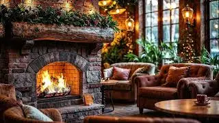 Cozy Fireplace Ambience 🔥 Warm Winter Caf&eacute; | Relaxing Background Music (2 Hours)