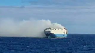 Cargo ship full of luxury cars is on fire in the Atlantic Ocean