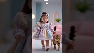 Little Star with a beautiful cat on the Runway ✨ | Baby Girl Fashion Show Walk #shortsfeed #shorts