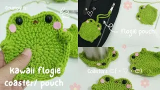 🌱 Diy Cute frog coaster, pouch | Crochet beginner friendly tutorial | PiKi PiKi 🌱
