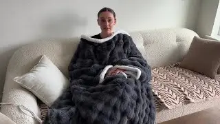 FAYKONCEN Wearable Heated Blanket: Luxury Faux Fur & Sherpa Electric Throw with Sleeves