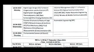 RMLAU Exam date for B.TECH || MBA || MCA  Exam date 2022