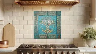 Celtic tree of life - set of 13 Handmade tiles covered with natural Patina