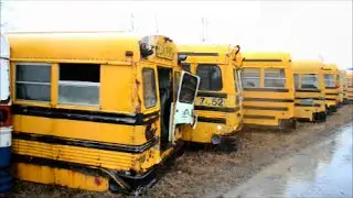 OLD RETIRED CANADIAN SCHOOL BUSES IN ST JULIE QUEBEC - PART 1 OF 2