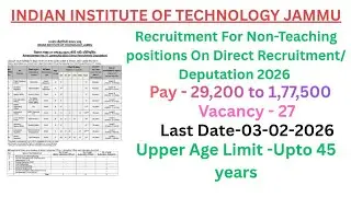 IIT JAMMU Non-Teaching Posts Recruitment 2026 | Eligibility Details |Anish Chauhan Job Notifications
