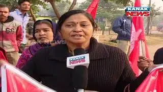 Buses Remain Parked In Baramunda Bus Stand Due To Bharat, View Of Protest Near Hotel Crown