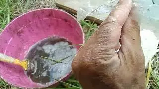 Homemade waterproofing solution for walls using polystyrene foam.