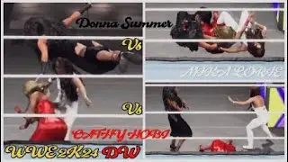 WWE 2K24 Donna Summer Vs MIKA LORIE Vs CATHY HOBI - Celebrity Wrestling Triple Threat Match
