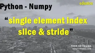 [PYTHON][numpy-19] Indexing - single element index, slice & stride