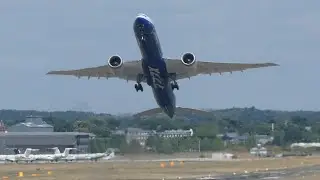 Boeing 777X Practice Display for Farnborough Airshow 2022 - With Very Steep Take Off